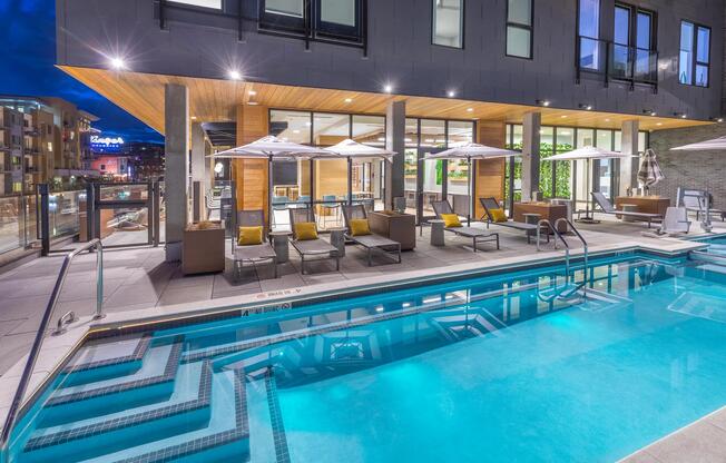 Elevated all-seasons resort-style pool and hot tub.