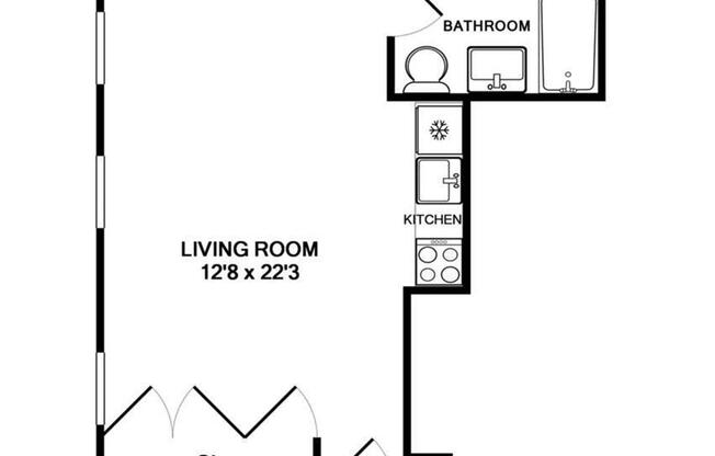 Studio, 1 bath, 433 sqft, $2,950, Unit 6C