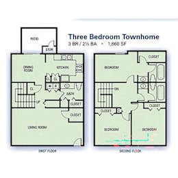 3 beds, 2.5 baths, 1,660 sqft, $1,680