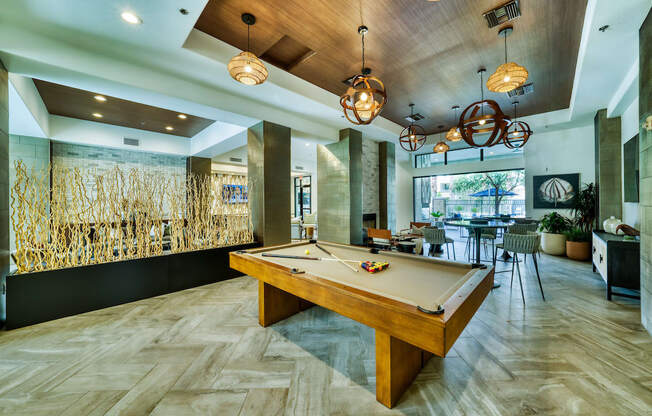 Clubroom with billiards table