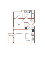 1 bed, 1 bath, 686 sqft, $1,538