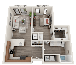 1 bed, 1 bath, 779 sqft, $2,061