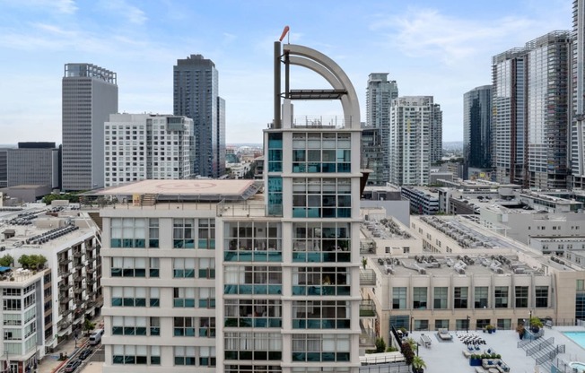 a view of the city from the top of a tall building