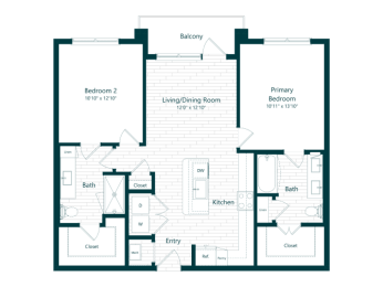 2 beds, 2 baths, 1,015 sqft, $2,169