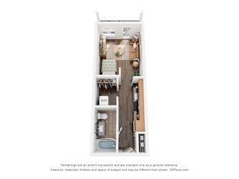 Studio, 1 bath, 381 sqft, $1,195