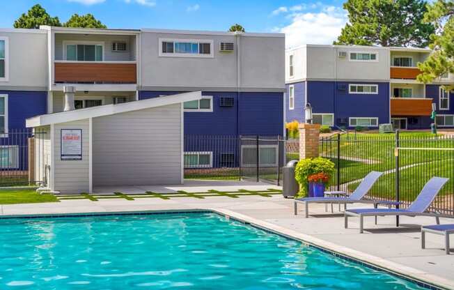 Hudson at Highline Apartments in Denver, Colorado Pool with Lounge Chairs