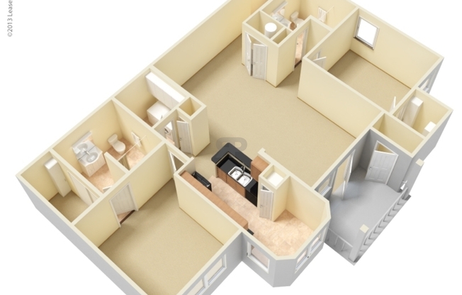 2 beds, 2 baths, 1,198 sqft, $1,724