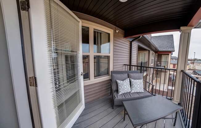 Patio at the Quarry Apartments in DeWitt Michigan