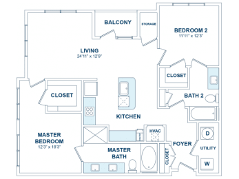 2 beds, 2 baths, 1,144 sqft, $1,701