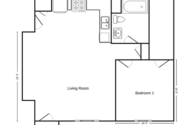 1 bed, 1 bath, 547 sqft, $875, Unit WE 1000 RL-13