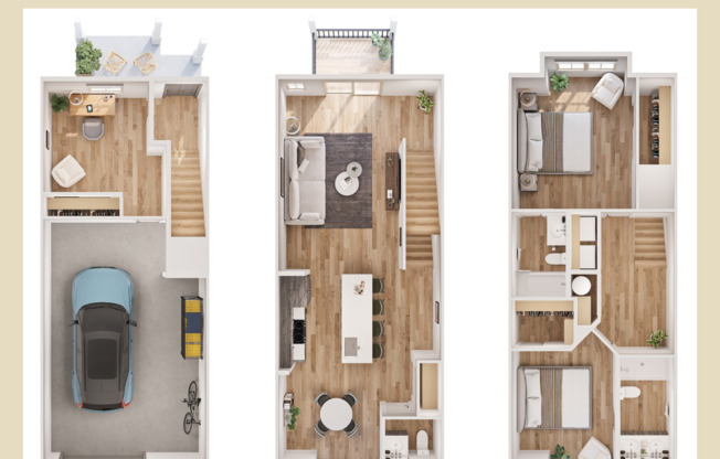 3 beds, 2 baths, 1,871 sqft, $2,880, Unit H-C