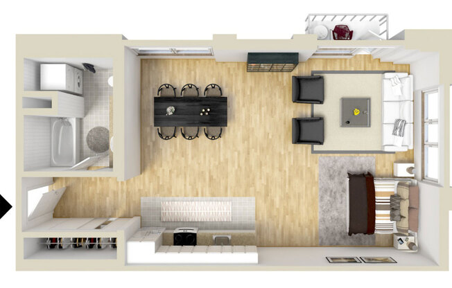 Studio, 1 bath, 750 sqft, $1,603