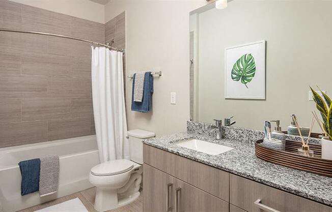 a bathroom with a sink and a toilet and a shower at Promenade at Newnan Crossing, Newnan