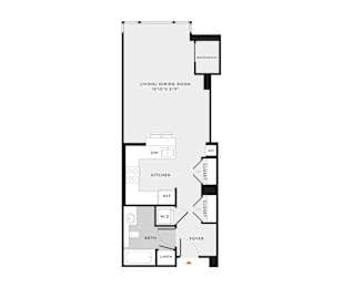 Studio, 1 bath, 539 sqft, $1,535