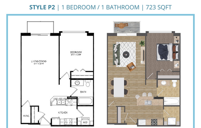 1 bed, 1 bath, 723 sqft, $1,745, Unit A-308
