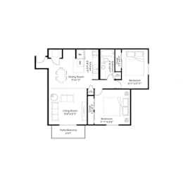 2 beds, 1 bath, 950 sqft, $1,098