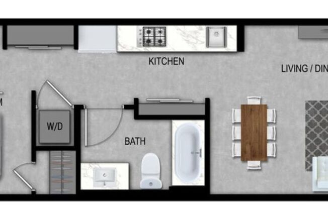 1 bed, 1 bath, 523 sqft, $1,912, Unit 405