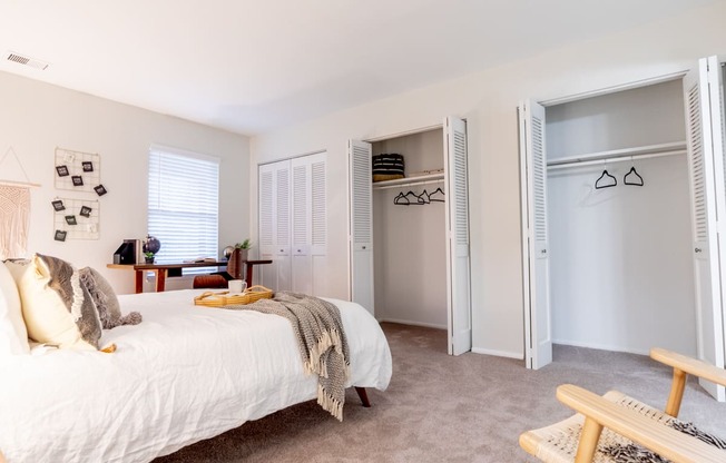 Comfortable Bedroom With Accessible Closet at Governor Square Apartments, Carmel, Indiana