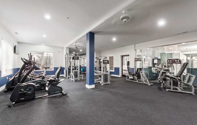 exercise machines in fitness center