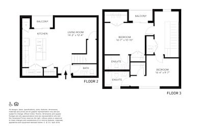 2 beds, 2.5 baths, 1,223 sqft, $3,000
