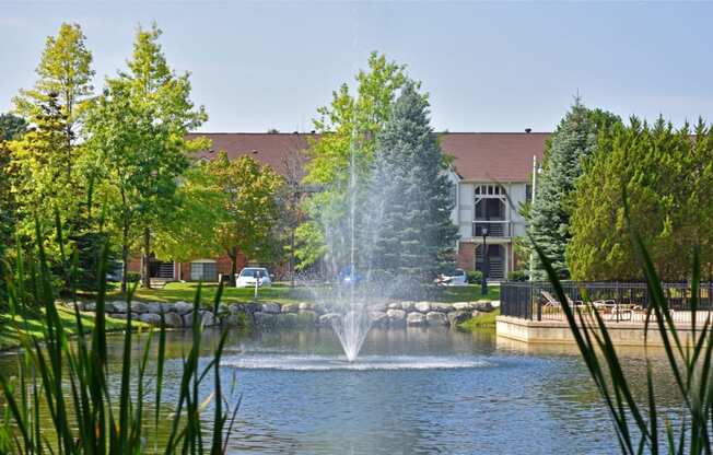 Community Lake and Fountain at The Springs Apartment Homes, Novi