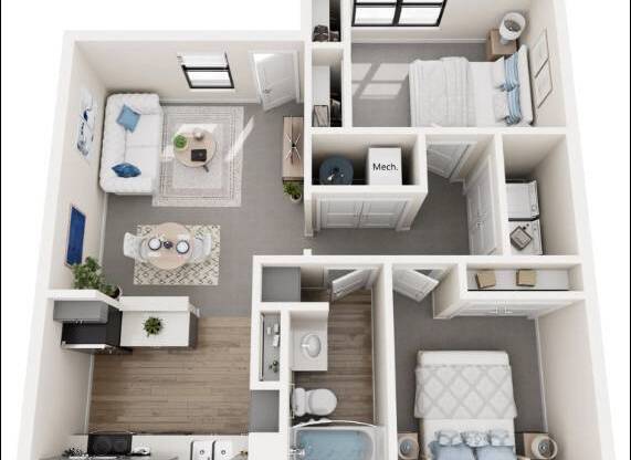 2 beds, 1 bath, 803 sqft, $1,400