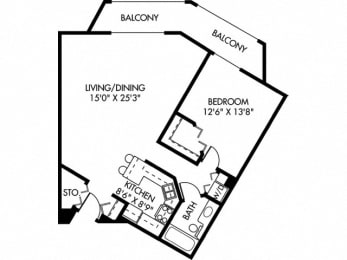 1 bed, 1 bath, 882 sqft, $1,450