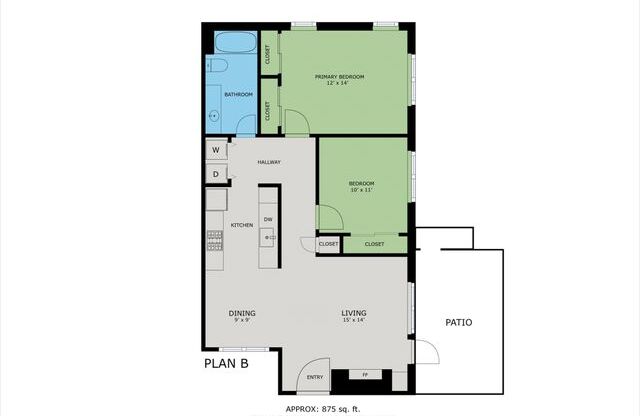 2 beds, 1 bath, 875 sqft, $1,900