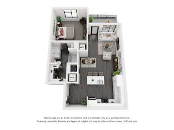 1 bed, 1 bath, 729 sqft, $1,490