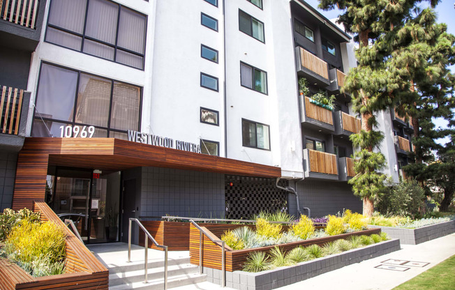 Exterior main entrance door at Westwood Riviera Apartments, Los Angeles, CA