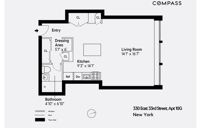 Studio, 1 bath, 480 sqft, $3,700, Unit 10G
