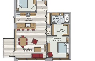 2 beds, 2.5 baths, 1,288 sqft, $2,775, Unit 407