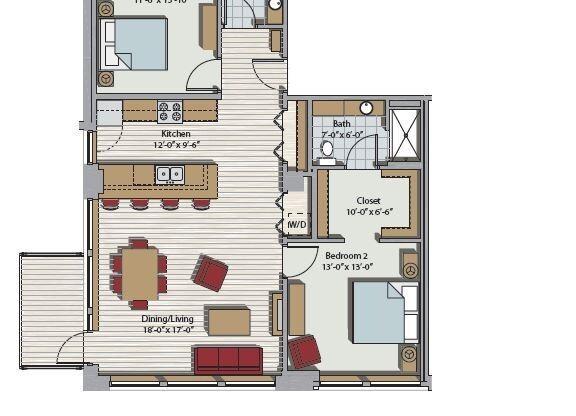 2 beds, 2.5 baths, 1,288 sqft, $2,775, Unit 407