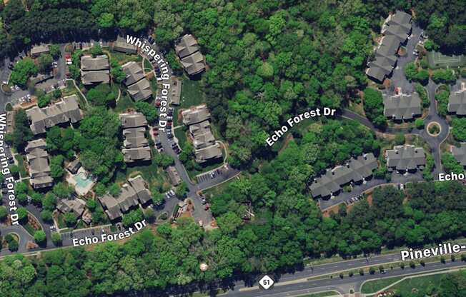 Aerial view of Legacy Arboretum Apartments