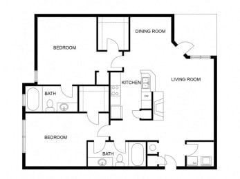 2 beds, 2 baths, 1,064 sqft, $1,495