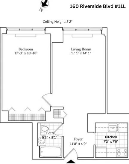 1 bed, 1 bath, 655 sqft, $4,550, Unit 11L