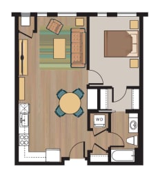 1 bed, 1 bath, 744 sqft, $1,465