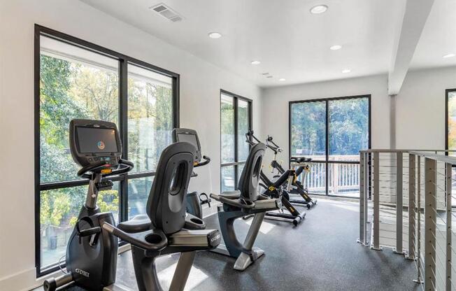 Fitness center with bikes