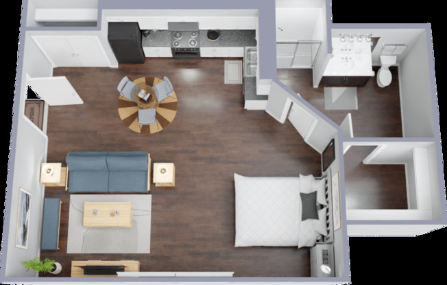 Studio, 1 bath, 448 sqft, $840