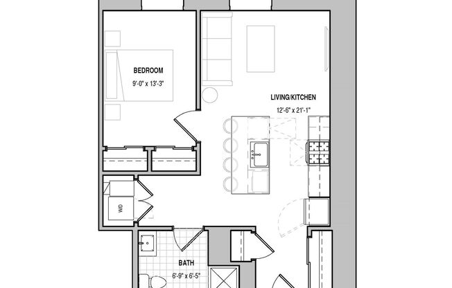 1 bed, 1 bath, 693 sqft, $1,999, Unit 104
