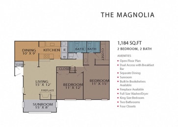 2 beds, 2 baths, 1,184 sqft, $1,680