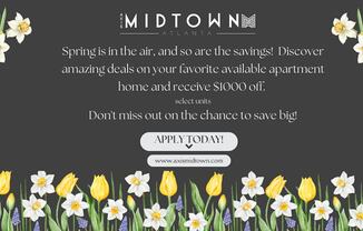 A promotional image for Midtown Atlanta advertising savings on apartments.