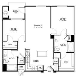 2 beds, 2 baths, 1,167 sqft, $3,722