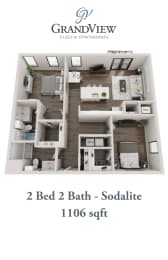 2 beds, 2 baths, 1,106 sqft, $2,140