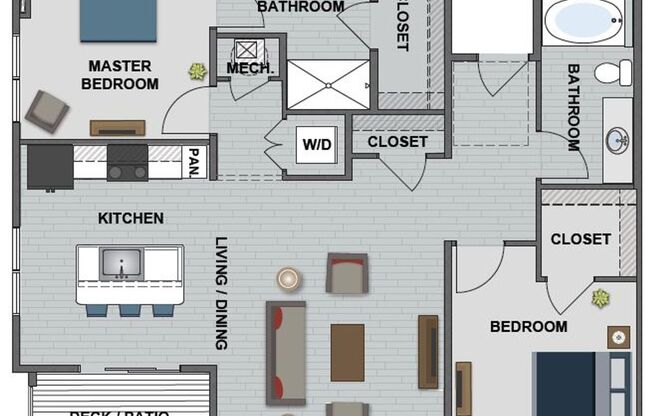 2 beds, 2 baths, 1,116 sqft, $1,680, Unit 3301