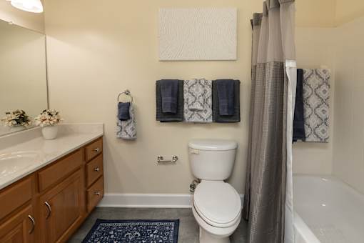 A bathroom with a toilet, sink, and shower curtain.