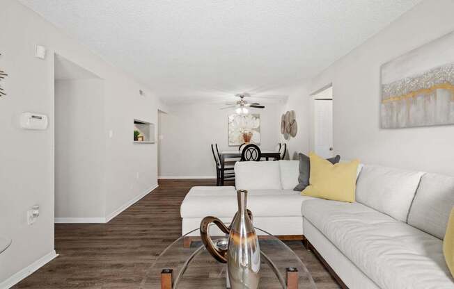 Spacious Living Area With Wood-Style Flooring