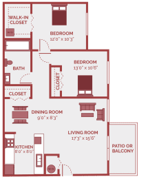 2 beds, 1 bath, 905 sqft, $1,535