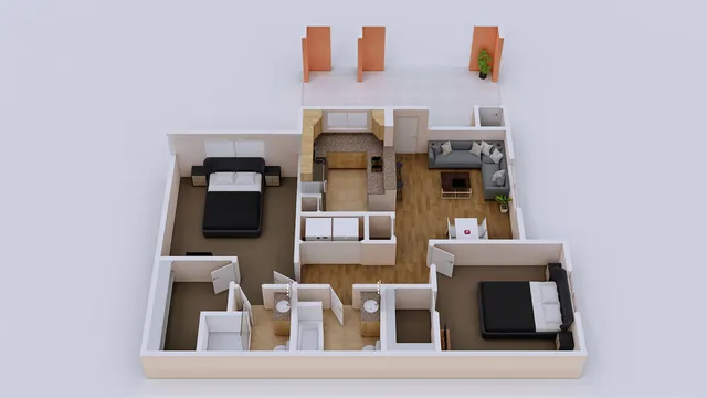 2 beds, 2 baths, 969 sqft, $1,770