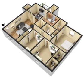 3 beds, 2 baths, 1,280 sqft, $1,325